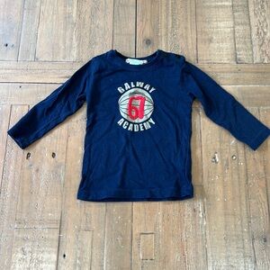 Bonpoint Navy Long Sleeve Tee with Red and Gray Print